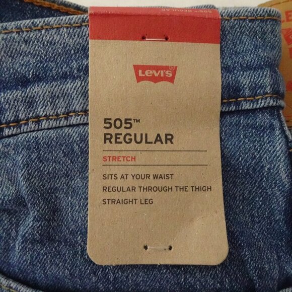 Levi's 505 Straight Leg Jeans Men's Size 38x34 Blue Denim Stretch - Picture 8 of 9